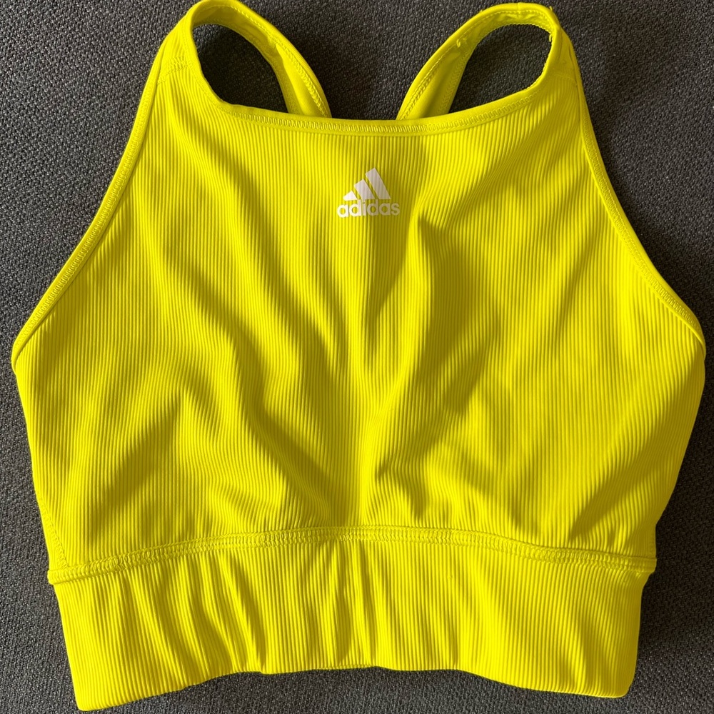 Adidas yellow/neon green high neck sports bra size L - no padding